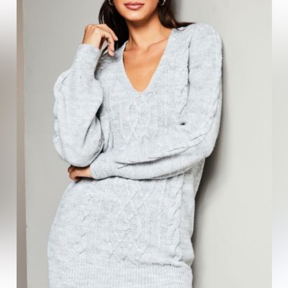 Reitmans Signature heather grey ribbed above the knee sweater dress size Small